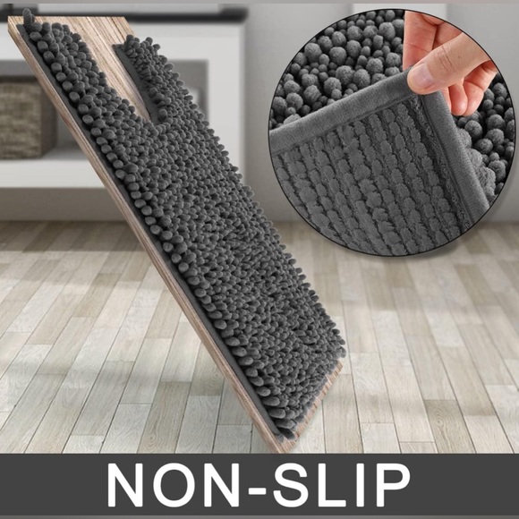 Shaggy Toilet Rug, Non-Slip Contour Bath Mat for Bathroom Floor, 24.4 X 20.4” - Picture 7 of 10